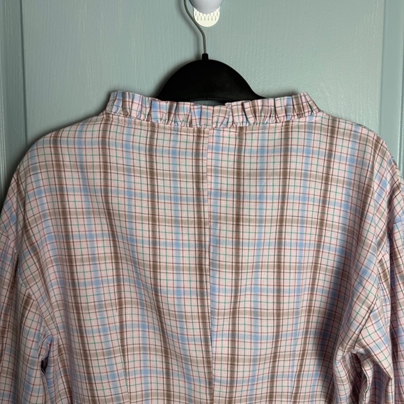 Kina and Tam Plaid & Prejudice Blouse Sz M Coquette Ruffle Romantic Regency Pink - Picture 11 of 16
